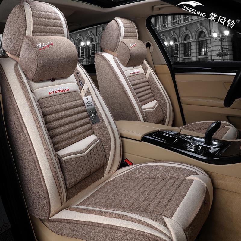 Льняной чехол для сиденья автомобиля Binyue Four Seasons - 2021 г., дизайн с полным объемом