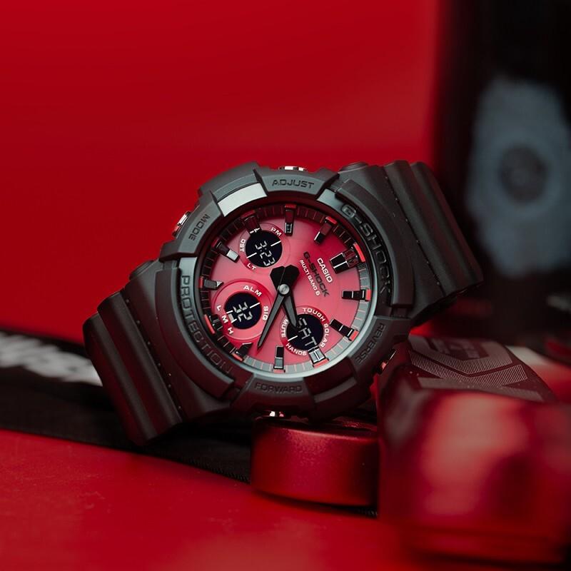 Casio Серия G-SHOCK Модный Контраст Цветов Уличный Классика Стрелки Три Окошка Двойной Дисплей Спортивные Водонепроницаемые Кварцевый Механизм Смола GAS-100AR-1A