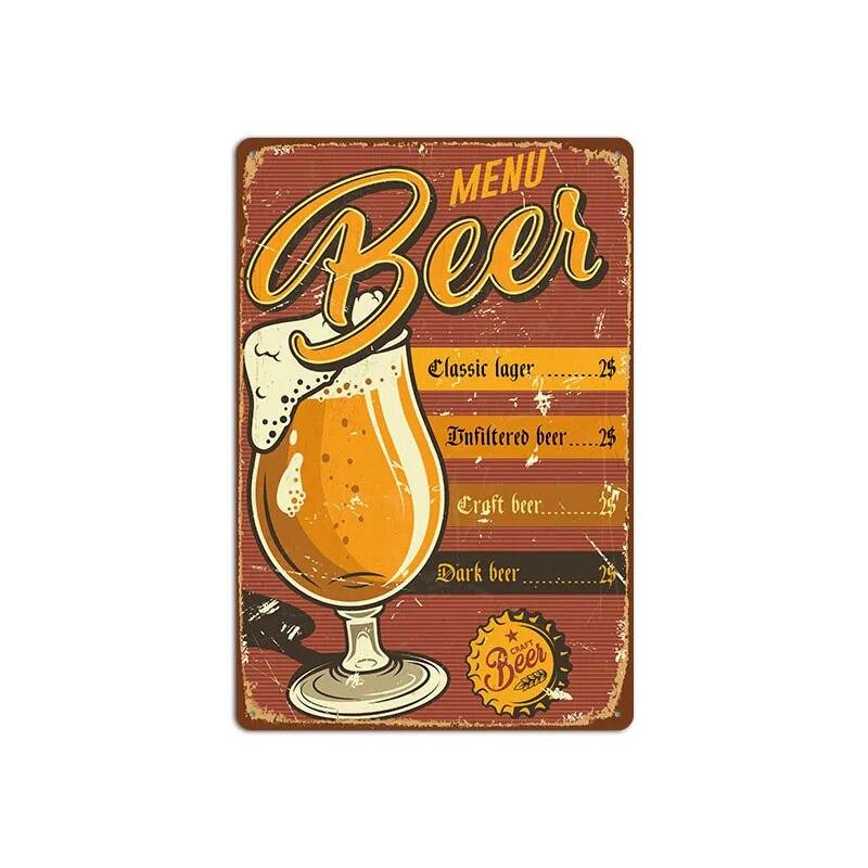 Vintage Cold Beer Metal Tin Sign 2023 New Iron Sheet Bar Background Wall Decoration Painting American Frameless Decorations