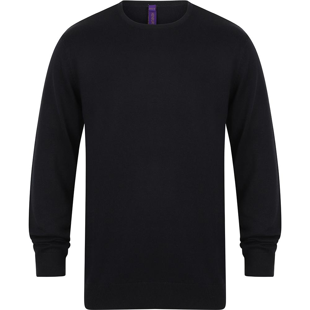Henbury Mens Crew Neck 12 Gauge Fine Knit Jumper / Sweatshirt