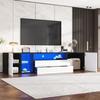 Meuble TV laqué brillant, noir et blanc, avec éclairage LED, 2 tiroirs et 2 placards, meuble de salon, 180 x 40 x 45 cm