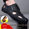 Men's 2025 Summer Soft Leather Non-Slip Closed-Toe Sandals for Beach & Driving
