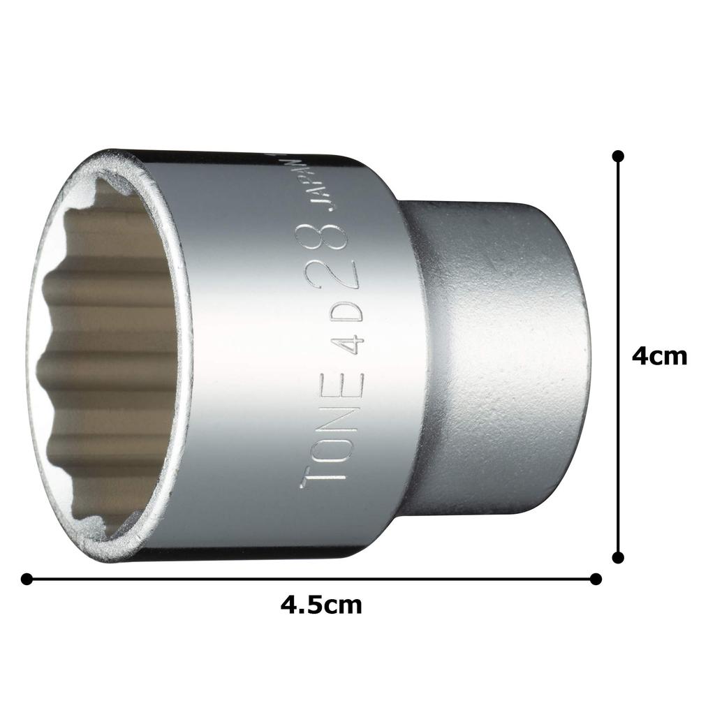 TONE Socket Drive Angle Width Across Flats 28mm (12-sided) 4D-28 12.7mm (1/2")