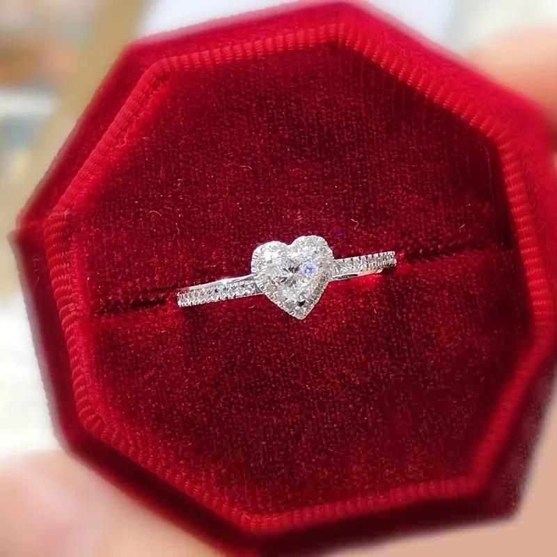 Кольцо с цирконом для женщины, Милое и элегантное изысканное кольцо, Ювелирное изделие с дизайном в виде персикового сердца.