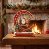 Compact Festive Tabletop Accents Wooden Christmas Tree Ornament, Santa Snowman Reindeer Crescent Moon Swing Desktop Ornament Decor for Home