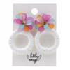 Raffia Summer Straw Earrings With Flowers Colorful