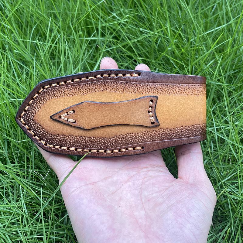 Держатель складного ножа, тисненые ножны из коровьей кожи, чехол для карманного ножа, чехол из расщепленной кожи, кобура для походного ножа, чехол для военного ножа с пряжкой на ремень