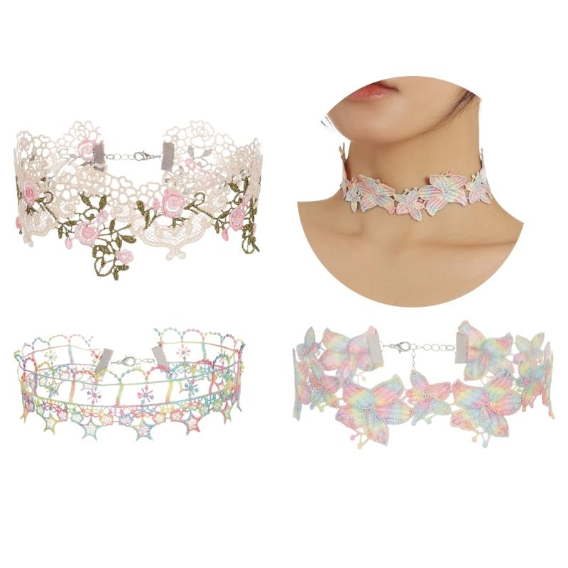 Элегантное кружевное ожерелье-воротник с красочным ажурным узором, стильное кружевное колье-чокер для женщин, подростков и дам