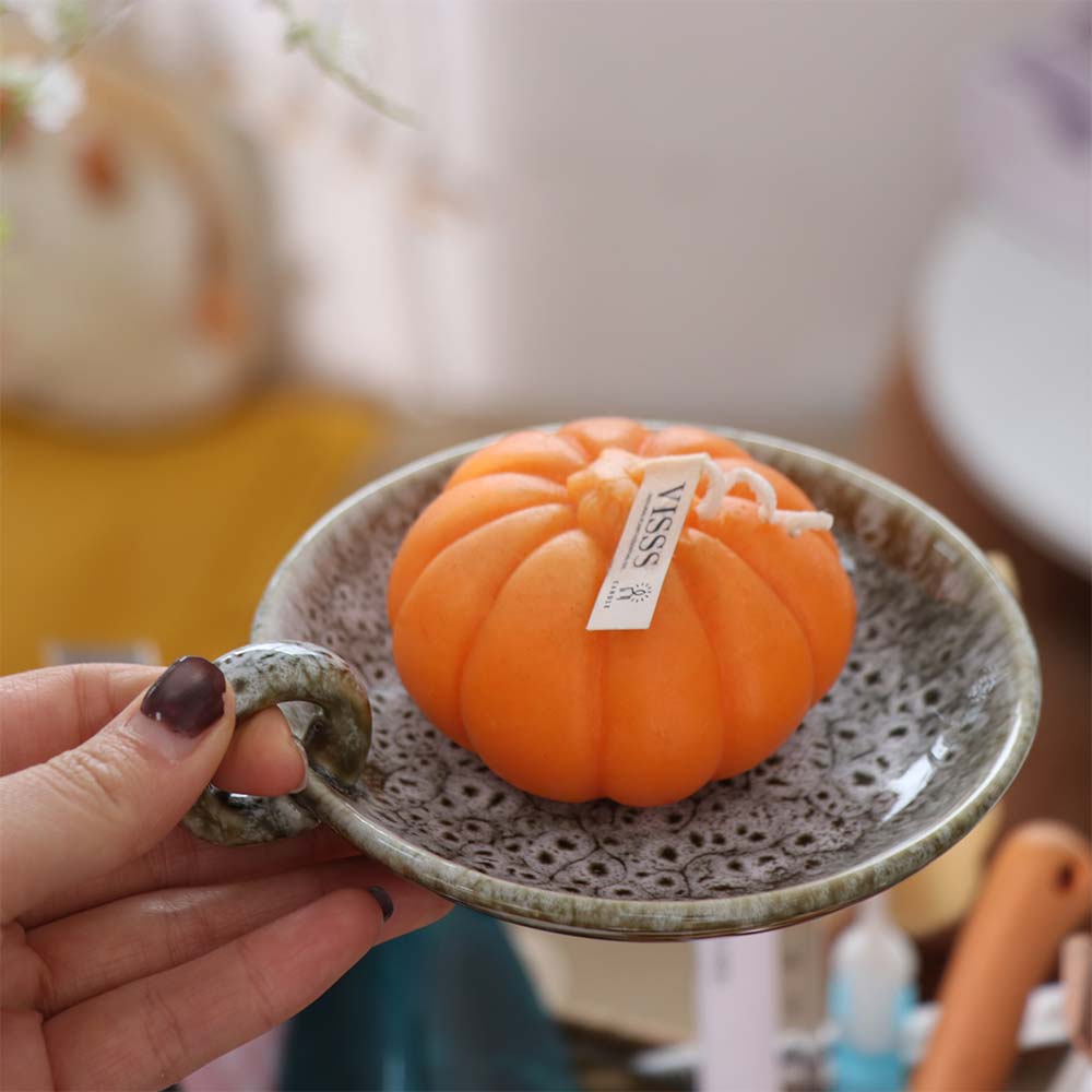 Round Ceramic Candle Plate Decorative Candlestick Holder Minimalist Candle Holder Fireplace