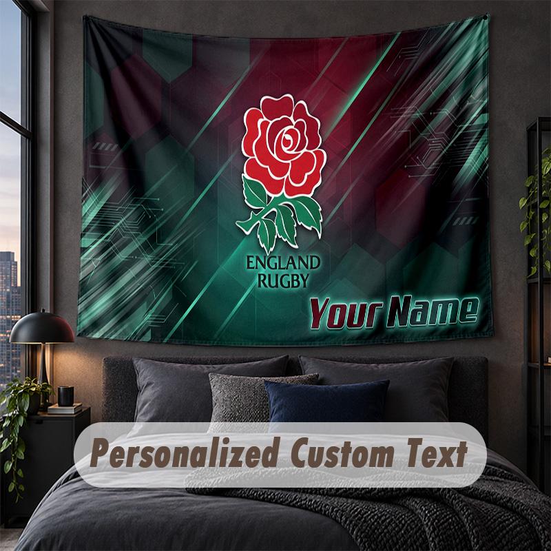 Custom Name Text Tapestry,England Rugby Decorative Wall Hanging, Background Tapestry For Home Bedroom