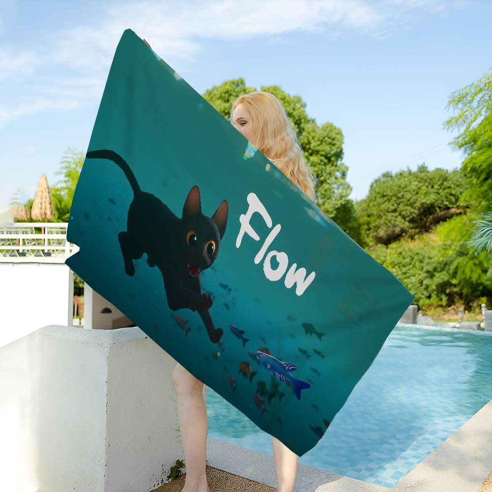 Пляжное полотенце F-Flow Cat Яркие банные полотенца для девочки Микрофибра Быстросохнущее Без песка для пляжа Йоги Спа Бассейна Тренажерного зала