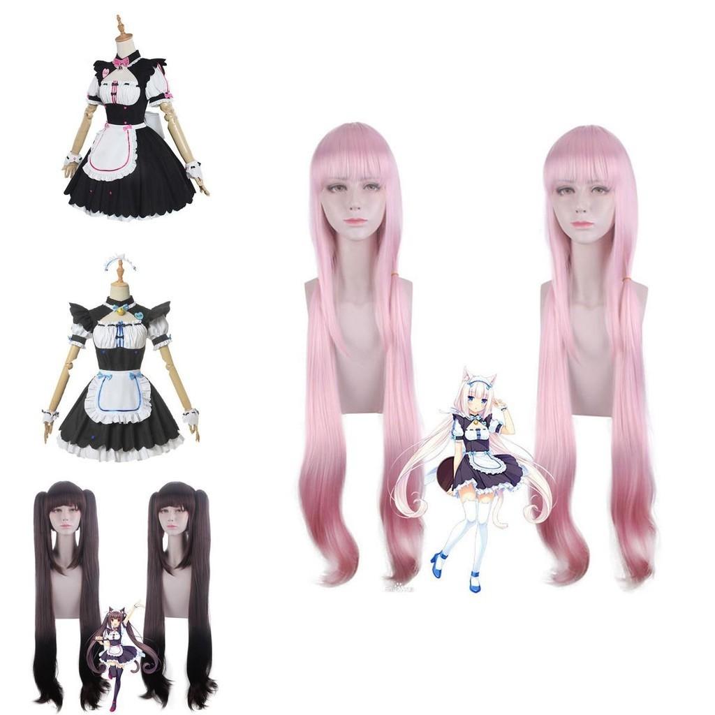 Nekopara Chocola Vanilla Платье Кошки-Горничной Японское Аниме Косплей Костюм Парик