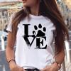 2025 New Women T-Shirts Love Trend Style Dog Paw Cartoon Animal Short Sleeve T-Shirt Female Harajuku Summer Clothes Tops Tees