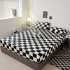 Checkered Pattern Fitted Bed Sheet Elastic Band Mattress Protector Mattress Cover  Single Bed