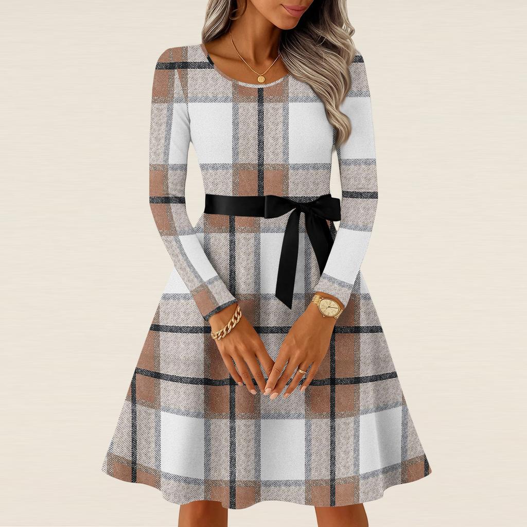 Женские повседневные модные платья с длинным рукавом в винтажном стиле