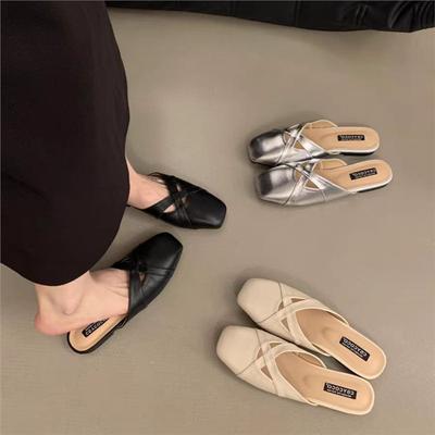 Ветровые сандалии с квадратным носком, женские, в стиле ретро, универсальные, с перекрестными ремешками и неглубоким вырезом, на полукаблуке