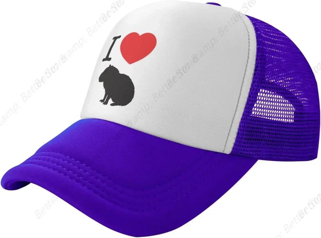 I Love Capybara Hat Mesh Cap for Unisex Women Adjustable Trucker Hat Baseball Cap