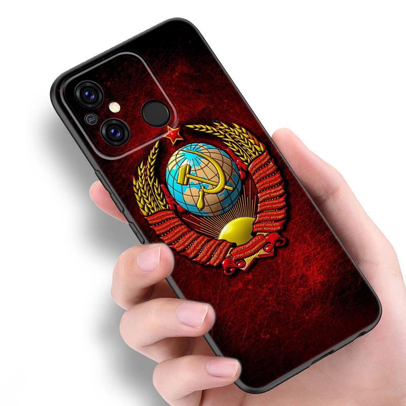 Черный чехол для телефона с изображением флага СССР для Xiaomi Redmi 11 Prime 11A 12C 13C A1 A2 + 12 4G 10 5G 8A 9A 10A 9C 10C 9i 12R Note 9T