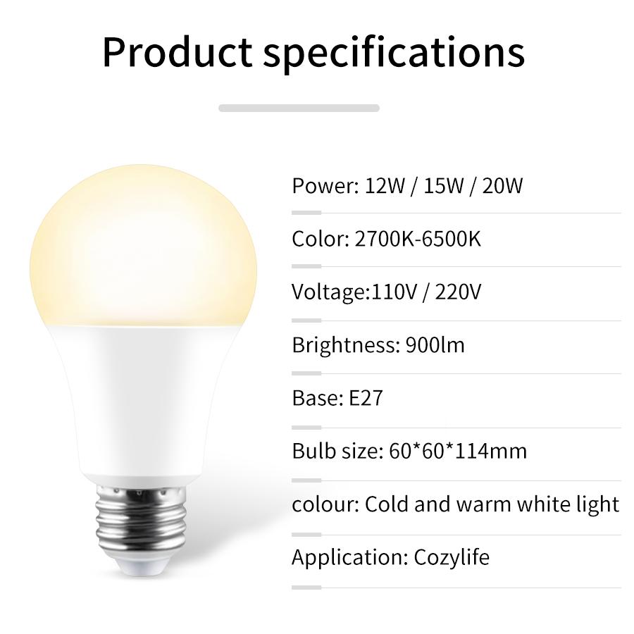 110 В 220 В E27 WiFi Smart LED Light Lamps 20 Вт 15 Вт 12 Вт LED Lamp Dimmable APP Voice Control Support Alexa Google Home Home Lighting