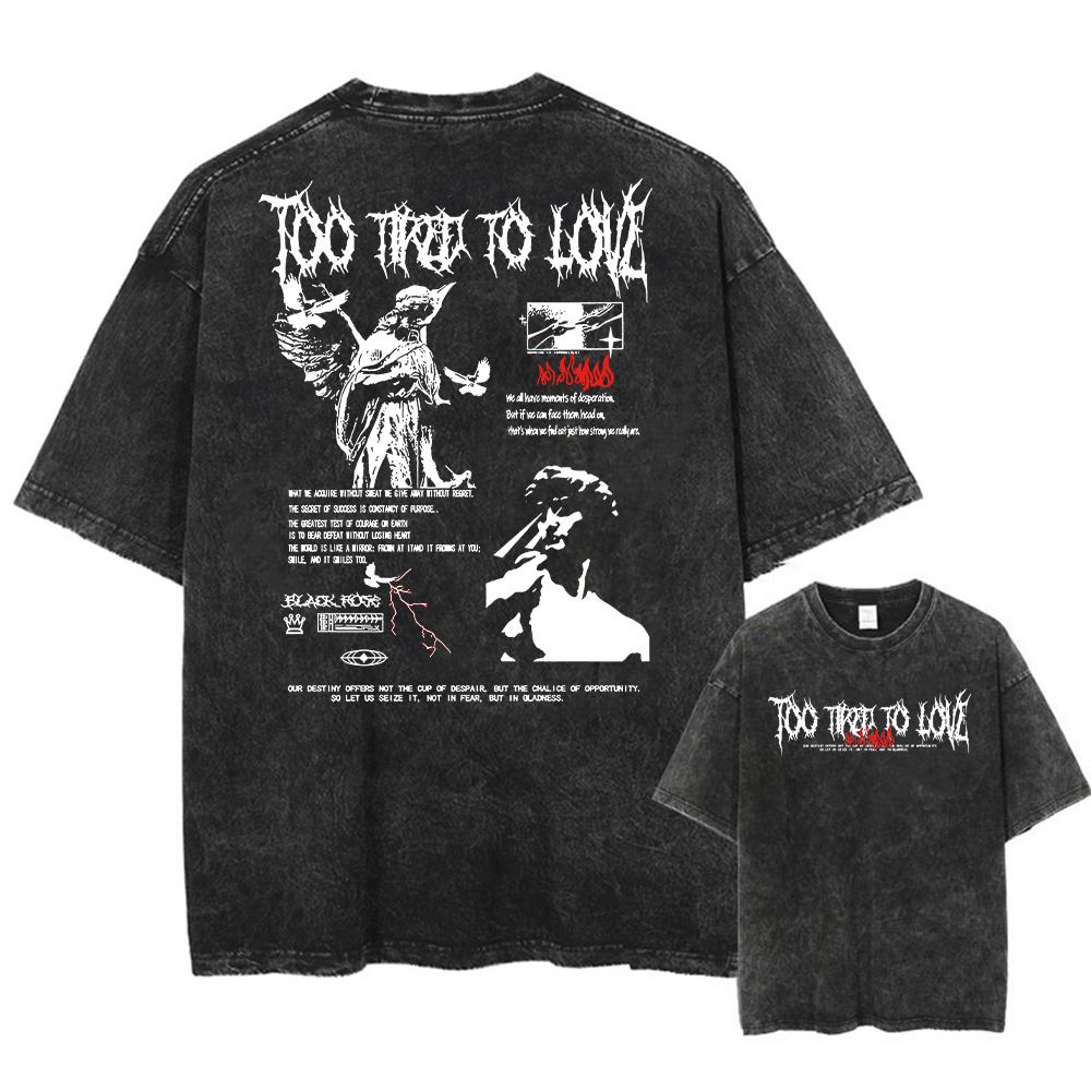 Женская винтажная хлопковая футболка из стираного хлопка, футболки Харадзюку, готическая уличная одежда, мягкие футболки для девушек, свободные модные принтованные топы, унисекс