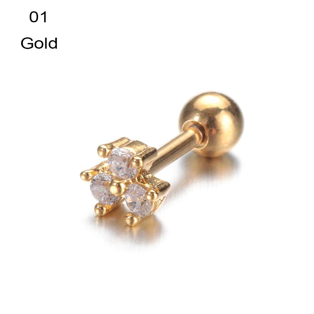 Серьги-гвоздики для пирсинга ушей Moon Heart Cartilage Helix Tragus Silver Gold Color CZ Украшения для тела