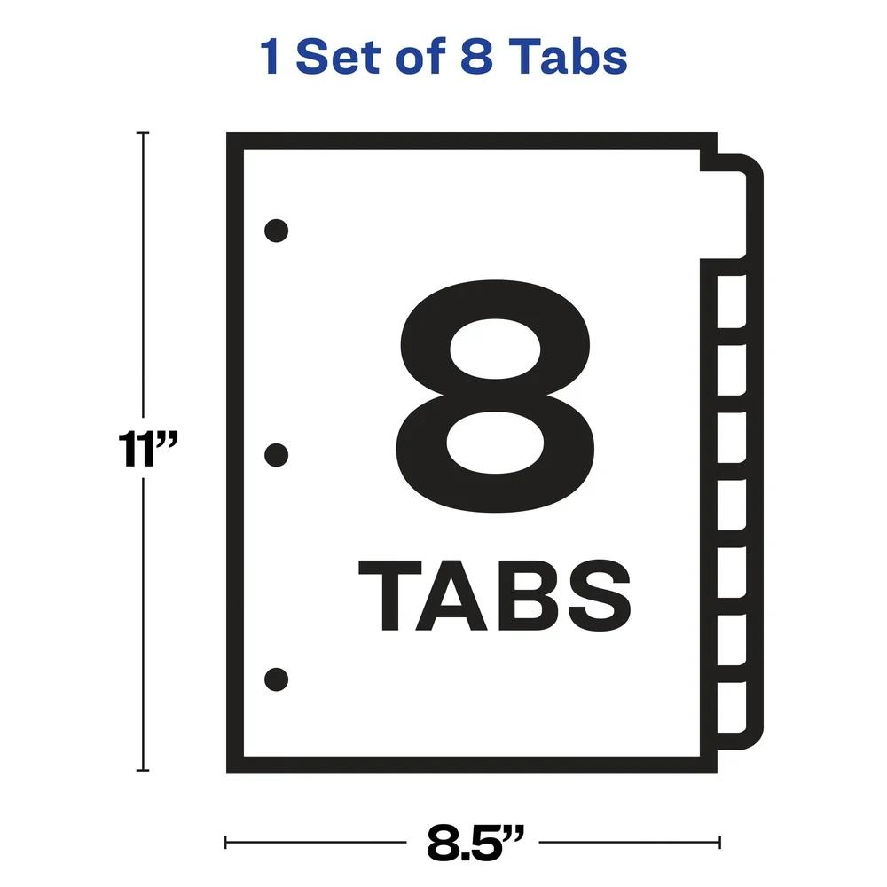 Печатные Разделители для Этикеток Набор из 8 Вкладок Большие Стандартные Этикетки Легко Отклеивающиеся Прочная Армированная Бумага Совместимы с Струйными Лазерными Принтерами