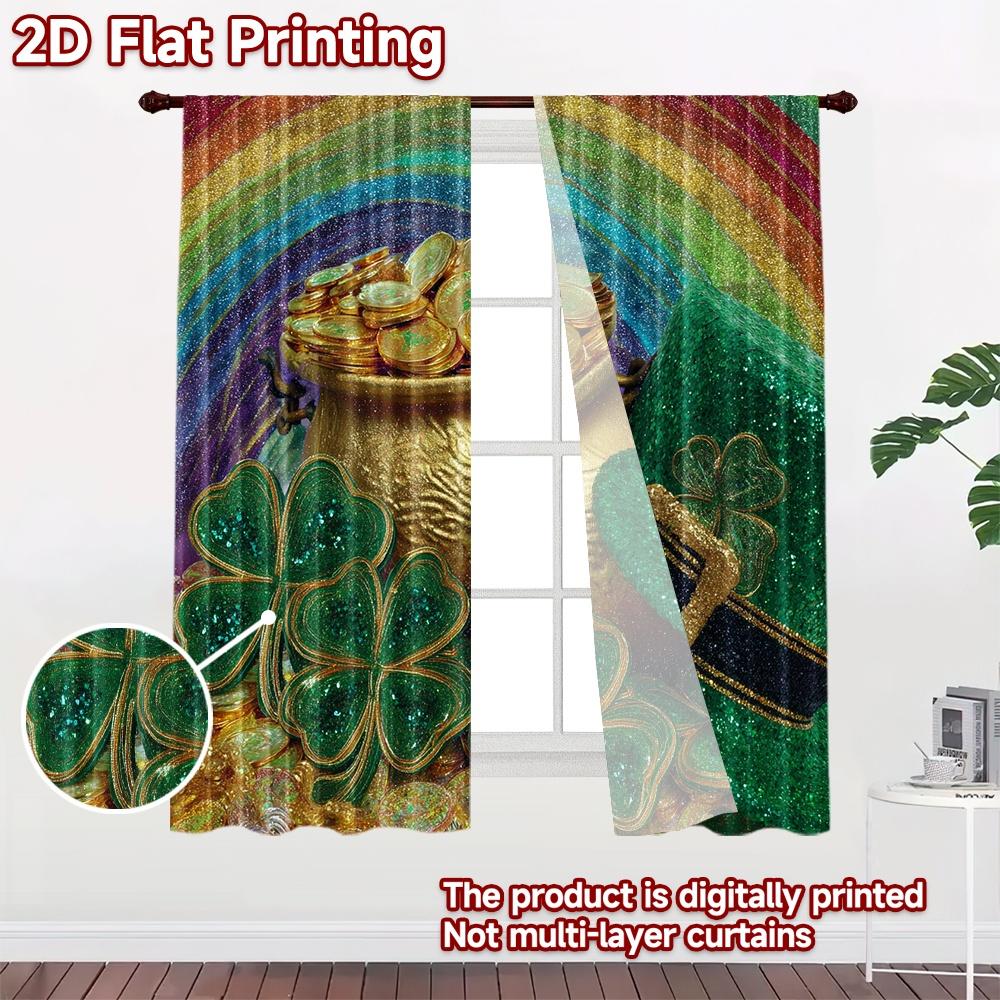 2D flat printing 2pcs Curtain Party Curtain St. Patrick's Day Treasure Digital Printed Polyester Drapes All Season Party &