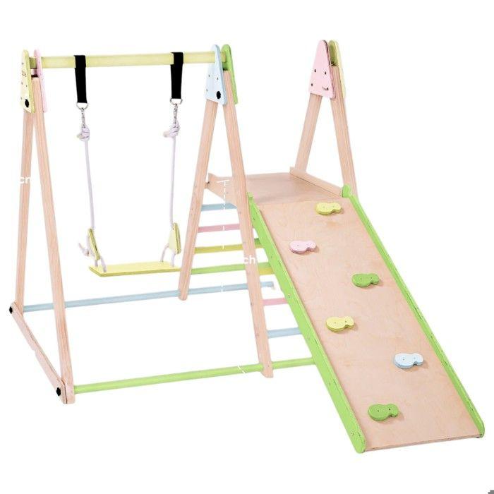 Structure d’Escalade 4 en 1 - GINGER HOME - Balançoire - Toboggan - Mur d’Escalade