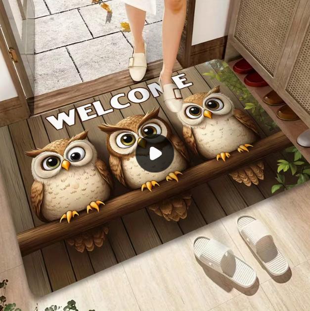 Cute Cat Pattern Non-Slip Floor Mat, Versatile Decorative Rug for Entrances, Kitchens, Laundry Rooms, and Bathrooms