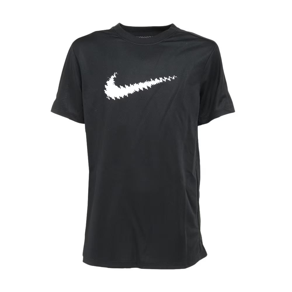 Nike Футболка с круглым вырезом и принтом логотипа, свободная, удобная, с коротким рукавом, детские топы, черная, DX5411-010