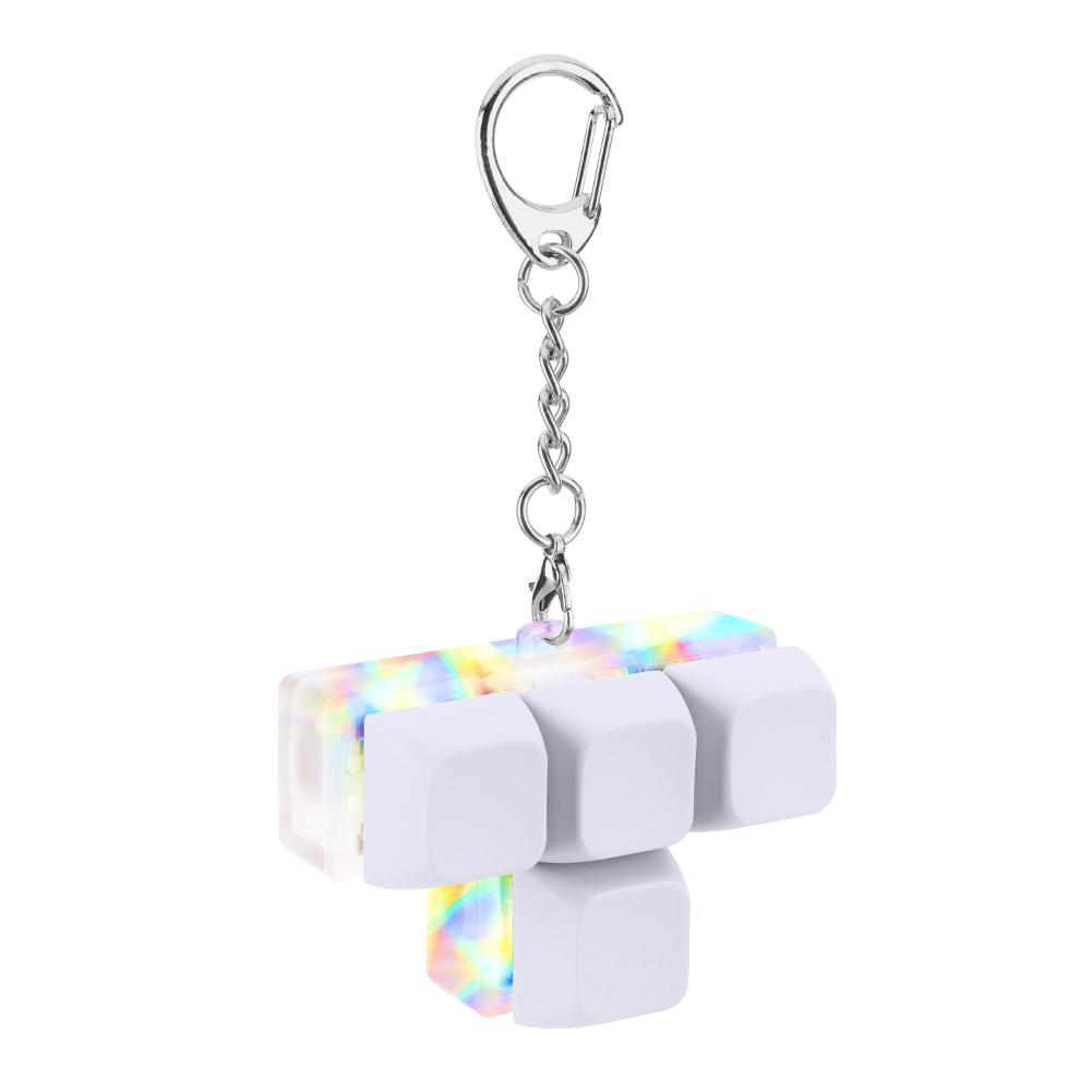 4 Buttons Keyboard Fidget Keychain with LED Light Keyboard Clicker Glowing Mechanical Keyboard Fidget Keyring Stress Relief Toys