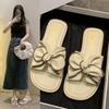 Тапочки-бантики, женская летняя одежда, на плоской подошве, новинка 2025 года, классные тапочки, пляжная обувь с юбками, сандалии на мягкой подошве