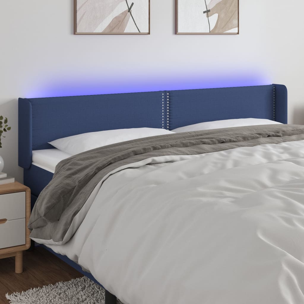 LED Headboard in Blue 183 x 16 x 78 88 cm Fabric