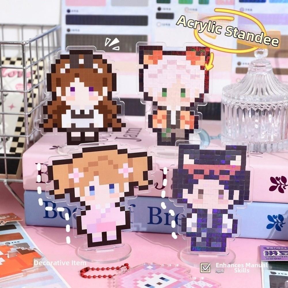 Creative Acrylic Perler Bead Sticker Pendant Cartoon DIY Pixel Perler Bead Standee Decorative Pendant Desktop Ornament
