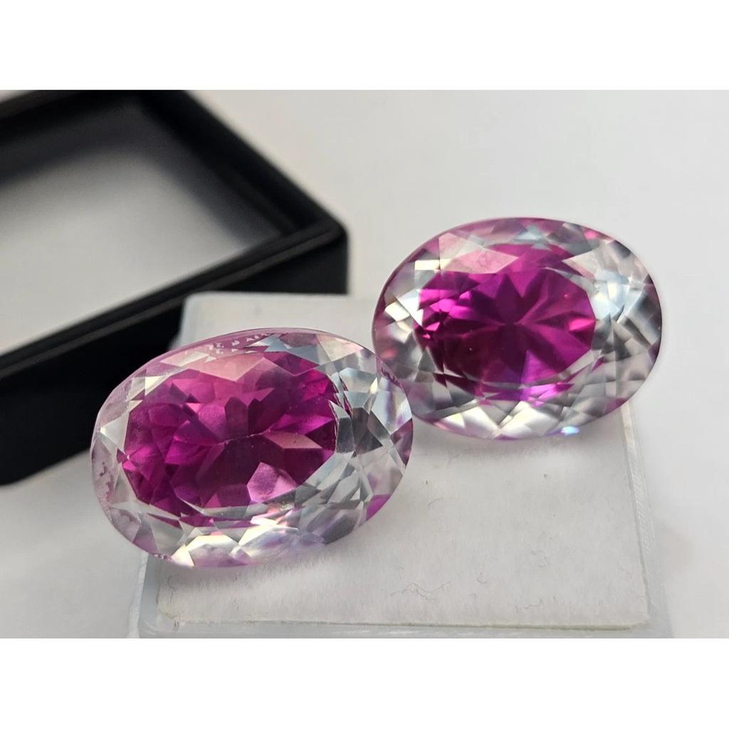 Natural Pitambari Sapphire Oval Cut 35-36 Ct Pair Fabulous Certified Gemstone