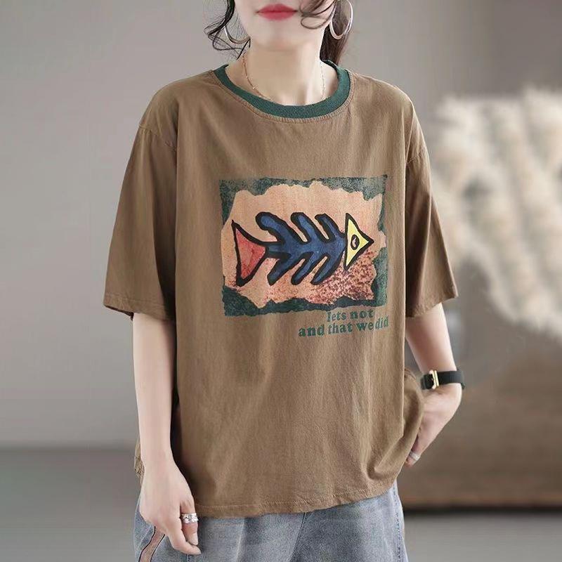 Футболка больших размеров с короткими рукавами, хлопковые женские топы, свободная повседневная толстовка с круглым вырезом