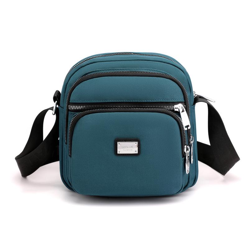 Trendy Nylon Multi-Layer Zipper Crossbody Bag - Simple, Lightweight, and Casual Solid Color Shoulder Bag