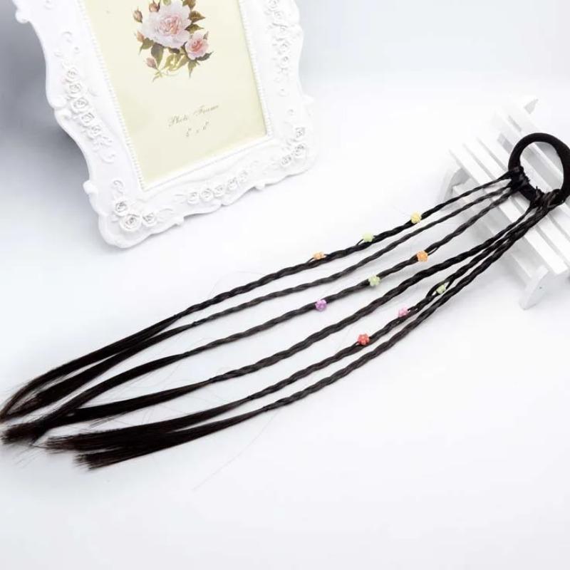 6pcs Girls Colorful Heart Wigs Ponytail Hair Ornament Princess Hair Claw Clips Twist Braid Headwear Kids Girls Hair Accessories