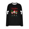 Ladies' Christmas Printed Bow Round Neck Long Sleeved Loose Pullover Sweater Sweatshirt Top