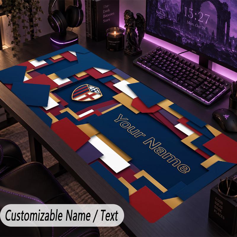 Custom Text Big Mousepad, Extended Desk Pad For Laptop Work GameBologna FC