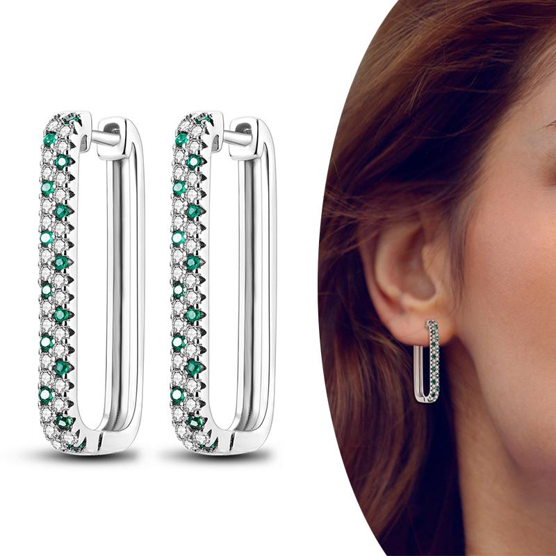 MULA Двойные серьги-кольца из стерлингового серебра 925 пробы с цирконием, цветком, звездой, U-образной формой, квадратным сердцем, паве, серьги-гвоздики в подарок для женщин, ювелирные изделия