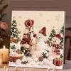 5D Pearl Painting Kit Framed with Nutcracker and Snowman Christmas Theme Sparkling Bead Art Canvas DIY Relaxing Craft for Wall Decor Gift