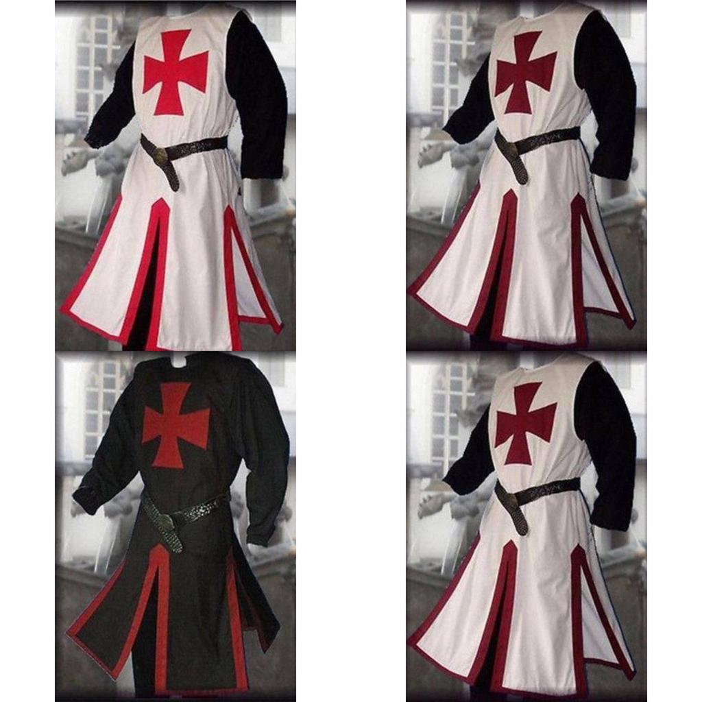Durable Medieval Templar Knight Crusader Outfit Cosplay Costume With Square Collar