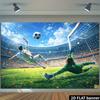 2D Football Goalkeeper Backdrop, Soccer Bicycle Kick Game Day Decor