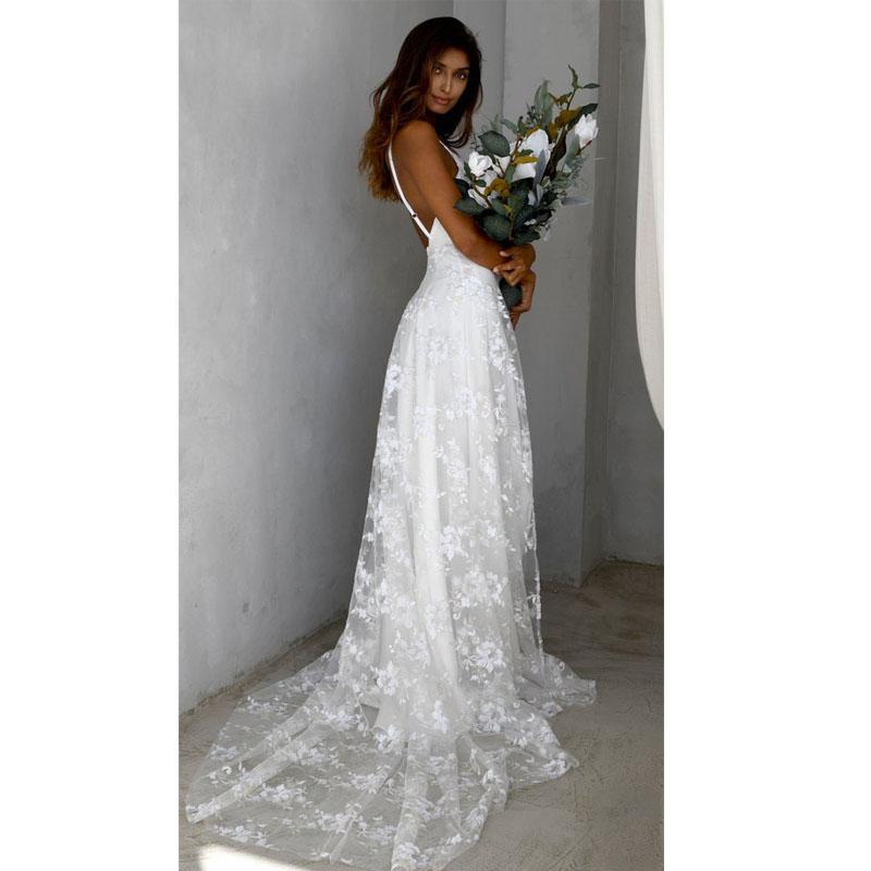 Элегантное кружевное платье на подтяжках, сексуальное платье для выпускного вечера с v-образным вырезом, свадебное платье для невесты