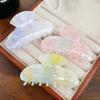 Iridescent Rhinestone-inlay Hair Claw Flower Acrylic Hair Claw Women Shark Clip  Female
