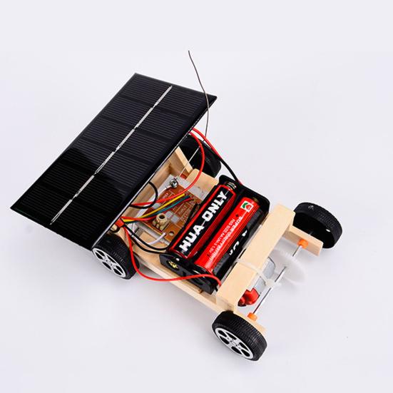 Wireless RC Vehicle Model Creative Model Toy Wooden Assembly Solar Remote Control Car for School