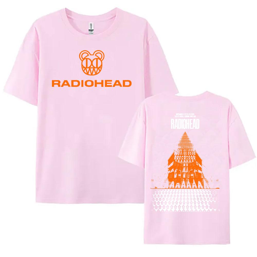 Футболки Rock Band Radiohead Tour 2025 Ноябрь Хлопок Мода Короткий Рукав Женская Футболка Повседневная Круглый Вырез Унисекс Уличная Одежда Футболки