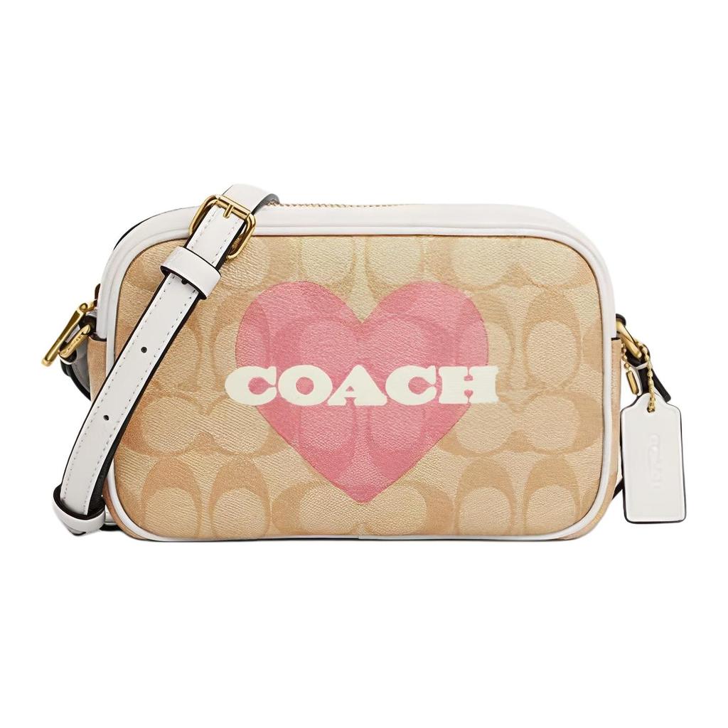 Coach Джейми 21 Классическая Монограмма Сердце Несъемный Ремень Через Плечо Застежка-молния Синтетическая Кожа Сумка На Плечо Crossbody Маленькая CO939-IMOTV