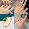 Unique Twisted Copper Gold Plated Adjustable Ring For Women Modern Style